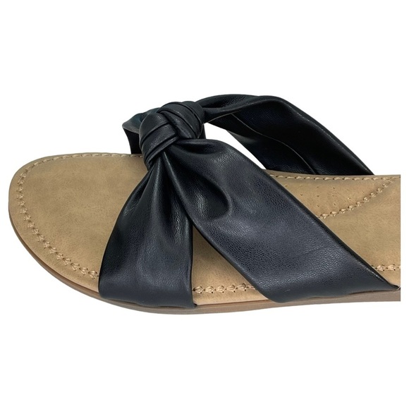 Cliffs White Mountain Favorite Black Faux Leather Womens Slide Sandals Size 10M - Picture 11 of 16